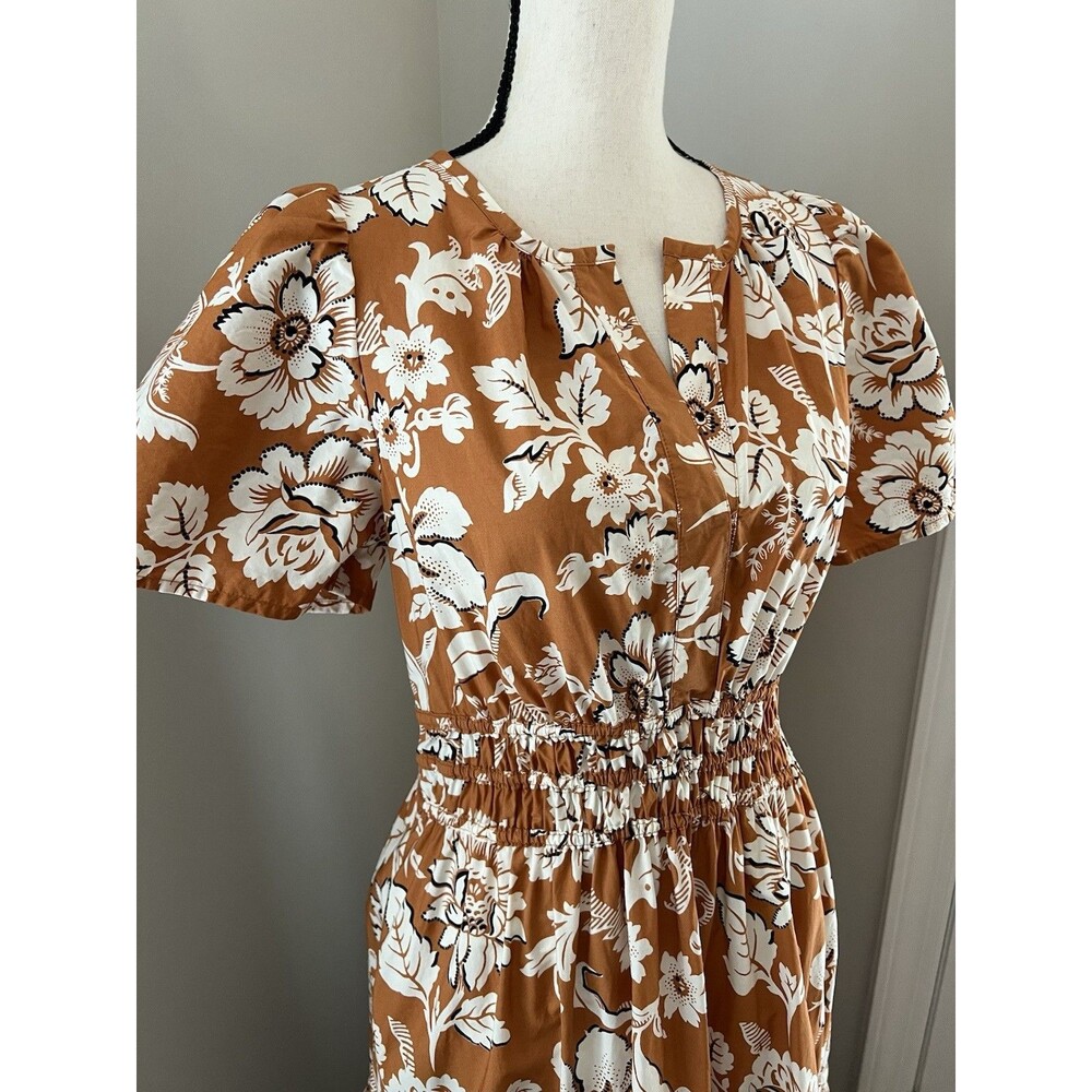 Anthropologie Somerset Maxi Dress Burnt Orange & Ivory Floral Medium EUC - Picture 7 of 7